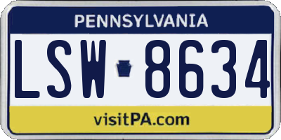 PA license plate LSW8634