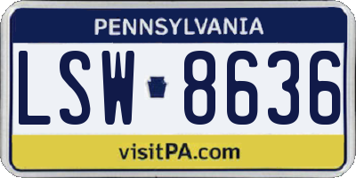 PA license plate LSW8636