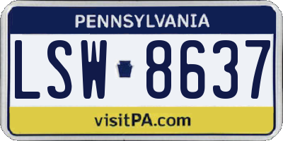 PA license plate LSW8637