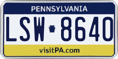 PA license plate LSW8640
