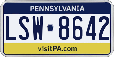 PA license plate LSW8642
