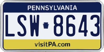PA license plate LSW8643