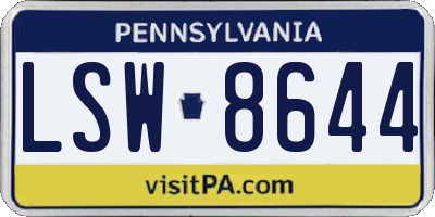 PA license plate LSW8644