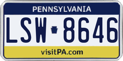 PA license plate LSW8646