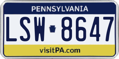 PA license plate LSW8647