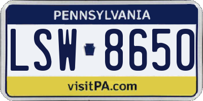 PA license plate LSW8650