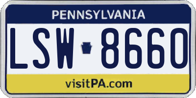 PA license plate LSW8660