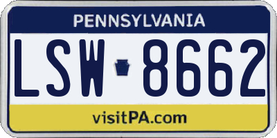 PA license plate LSW8662