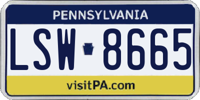 PA license plate LSW8665