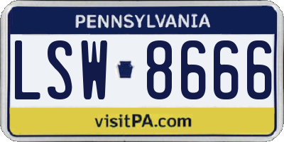 PA license plate LSW8666