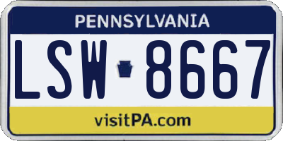 PA license plate LSW8667