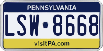 PA license plate LSW8668