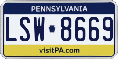 PA license plate LSW8669