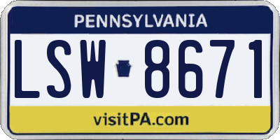 PA license plate LSW8671