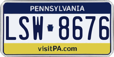 PA license plate LSW8676