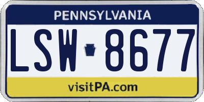 PA license plate LSW8677