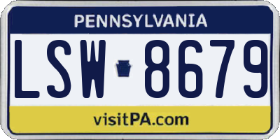 PA license plate LSW8679