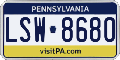 PA license plate LSW8680
