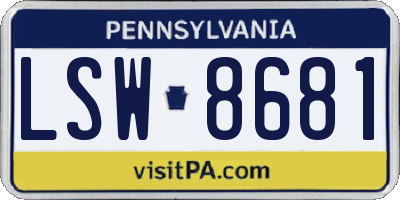 PA license plate LSW8681