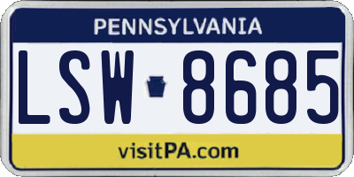 PA license plate LSW8685
