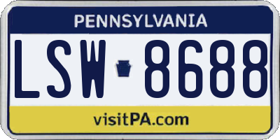 PA license plate LSW8688