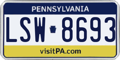 PA license plate LSW8693