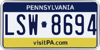 PA license plate LSW8694