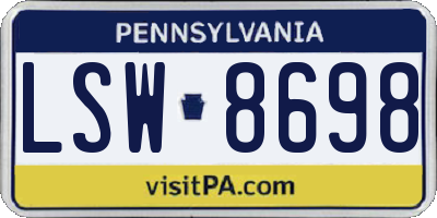 PA license plate LSW8698