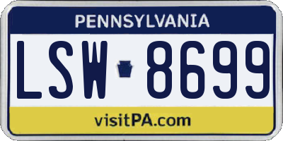 PA license plate LSW8699