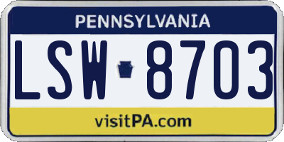 PA license plate LSW8703