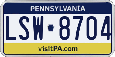 PA license plate LSW8704