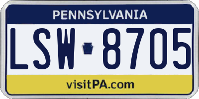 PA license plate LSW8705