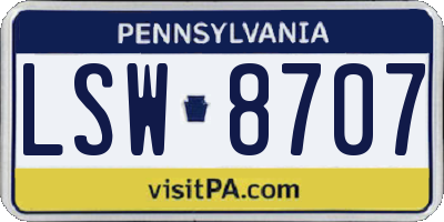 PA license plate LSW8707