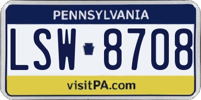 PA license plate LSW8708