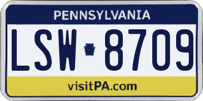 PA license plate LSW8709