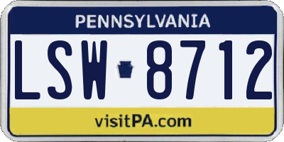 PA license plate LSW8712