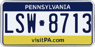 PA license plate LSW8713