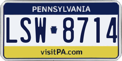 PA license plate LSW8714