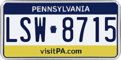 PA license plate LSW8715