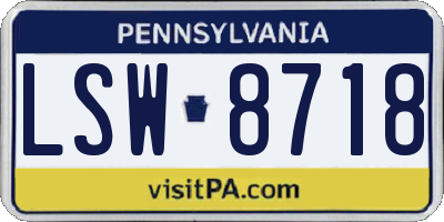 PA license plate LSW8718