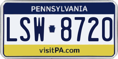 PA license plate LSW8720