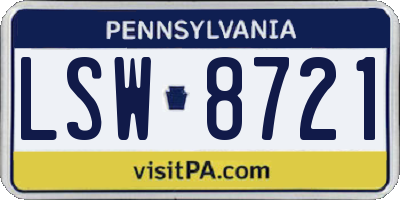 PA license plate LSW8721