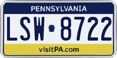 PA license plate LSW8722