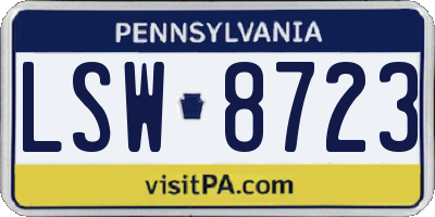 PA license plate LSW8723