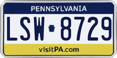 PA license plate LSW8729