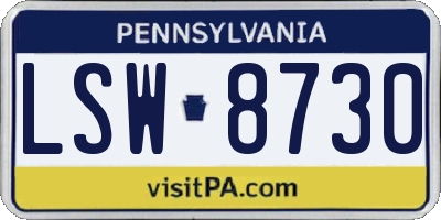 PA license plate LSW8730