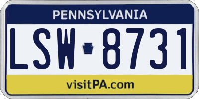 PA license plate LSW8731