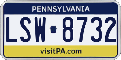 PA license plate LSW8732