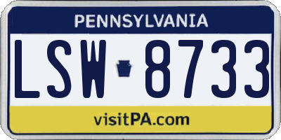 PA license plate LSW8733