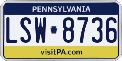 PA license plate LSW8736